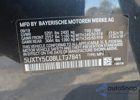 2020 BMW X3 xDrive30I from USA, damaged, VIN 5UXTY5C08LLT37841